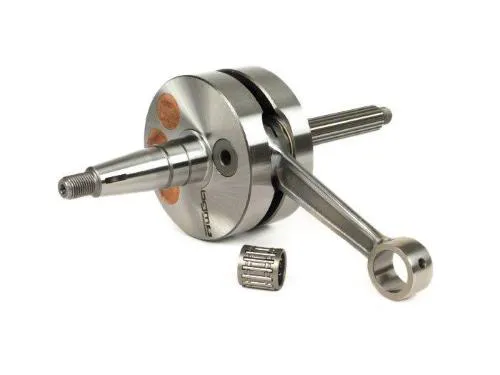 Albero motore BGM PRO Evolution per Piaggio Maxi 125-180 2T, corsa 52 mm, biella 105 mm, spinotto 16 mm e volani pieni da 90 mm.