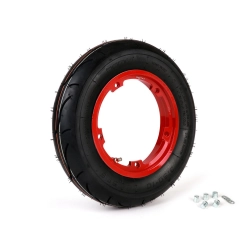 Kit pneumatico e cerchio ruota -BGM Sport, senza camera d'aria, Vespa- 3.50 - 10 pollici TL 59S (rinforzato) - cerchio 2.10-10 rosso