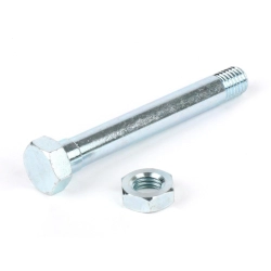 Kit bullone BGM PRO M9x70 mm zincato, con spallamento per foro da 10 mm, esagono da 14 mm e dado, per ammortizzatori posteriori Vespa compatibili.