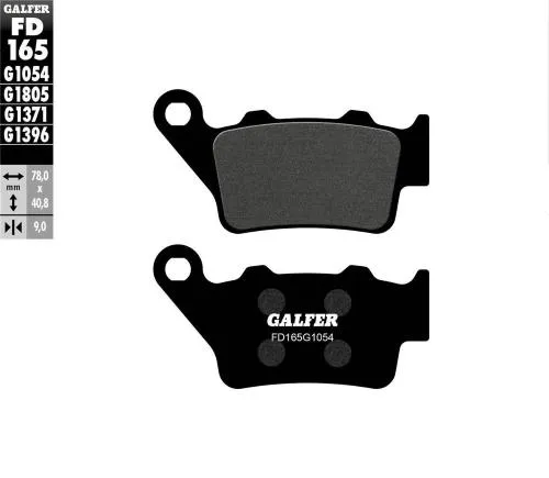 Coppia pastiglie freno Galfer S42 GF1650, mescola organica sportiva, 78x40,8x9 mm e omologazione ABE/KBA per pinze scooter compatibili.