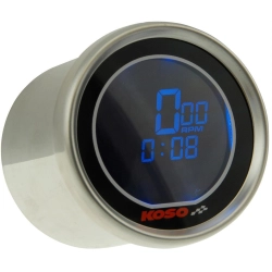 Contagiri KOSO nero LCD digitale rotondo, Ã 55 mm, quadrante: nero, illuminato in blu, h=57mm per motori regolati e come accessorio estremamente attraente