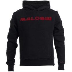 Felpa con cappuccio MALOSSI GRIFFE "Pole Position", nera, unisex, taglia M, slim fit, stampa frontale, 100% cotone