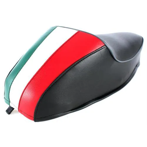 Sella monosto Dieffe 75348900 nera con bordino grigio, leva e molle per Vespa Smallframe 50-125, Primavera VMA2T ed ET3 VMB1T compatibili.