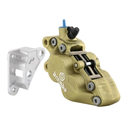 BREMBO front brake caliper, P4 30/34 C for Vespa GTS/GTS Super 125 -300ccm ('14-) gold, incl. ZELIONI brake caliper adapter, silver, only for models with ABS