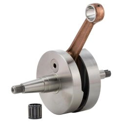 Albero SIP PREMIUM by Primatist per Vespa T5 125: corsa 52 mm, biella 105 mm, spinotto 16 mm, valvola rotante e bilanciatura fine.