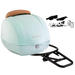 Kit bauletto PIAGGIO/FA per Vespa GTS HPE 125/300 ('19 -), c. 36 litri, turchese, 350/A, schienale: marrone, incl. portapacchi rigido (nero) /materiale di montaggio/pesi per manubrio