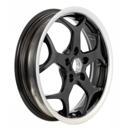 Llanta delantera para PIAGGIO MP3 Sport i.e. 500ccm '14, también para Vespa GTS/GTS Super/GTV/GT 60/GT/GT L 125-300ccm, 3.00-13", negra con borde plateado, 5 radios