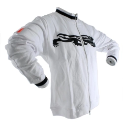 Felpa MALOSSI "MALOSSI Lion", bianca, unisex, taglia S, stampa frontale, 100% cotone, con cerniera