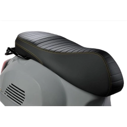 Asiento PIAGGIO para Vespa GTS/GTS Super 125-300ccm ('14-), bla.. ..ck, cosido, con ribete amarillo