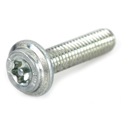 Vite antimanomissione originale Piaggio 830487, M6×25 con impronta Torx forata, per collettori e applicazioni Piaggio/Gilera compatibili.