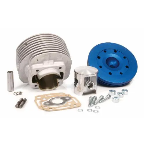 PARMAKIT 130 cc racing cylinder for Vespa 50-125/PV/ET3/PK /S/XL/2 Ø 57.0 mm, aluminium, 5 lights, 51 mm stroke, with cylinder head, offset spark plug, TUNING SPORT - high performance and road holding