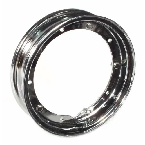 Cerchio aperto SIP 80171000 in acciaio cromato, 2.25x10, per Vespa 160 GS e 180 SS; PCD 5/220 mm, foro centrale 202 mm, uso anteriore o posteriore.