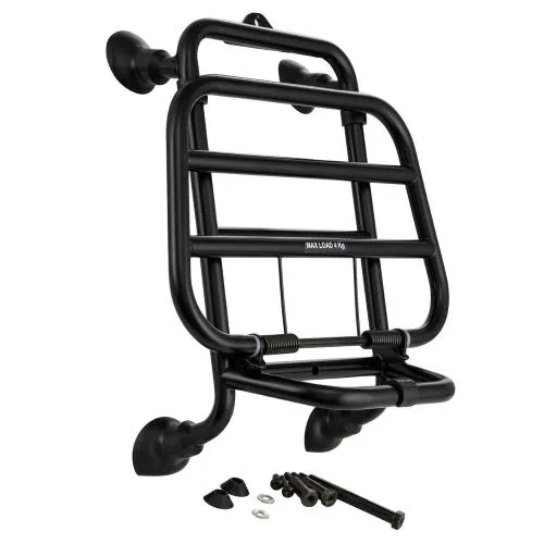 Front luggage rack, PIAGGIO for Vespa GTS/GTS Super HPE /GTV 125/300 ('19-) glossy black, loading surface: 33x22 cm, foldable