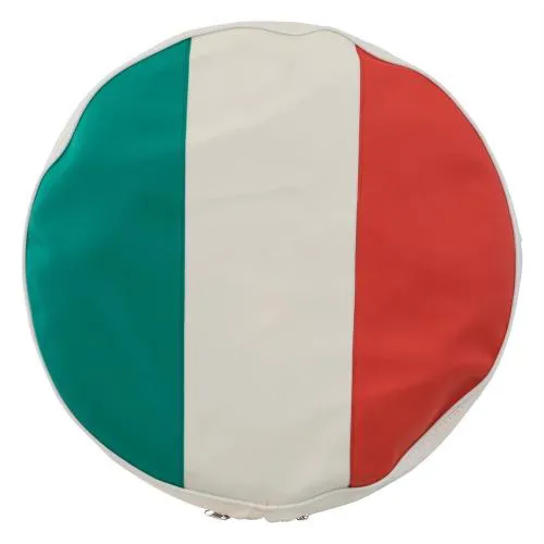 Copriruota Repro Teile 90706000 per ruota di scorta da 10 pollici, pelle sintetica verde/bianco/rosso e montaggio con elastico posteriore.