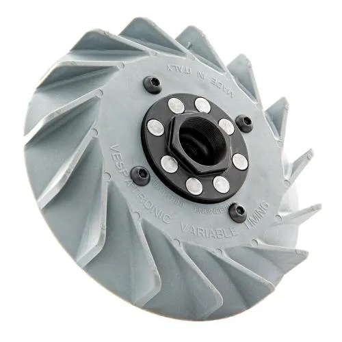 Volano VESPATRONIC, per Vespa 50-125/PV/ET3/PK50-125/S, volano ca.: 1000g, cono 19/20mm, M10, con ventola grigia, RACE-TUNING, per professionisti