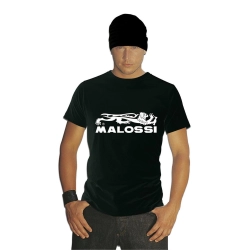 T-Shirt MALOSSI Top, nero, uomo, taglia L, stampa frontale, 100% cotone