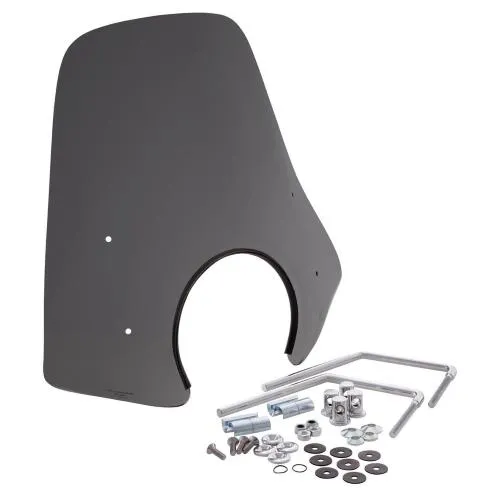 Parabrezza ERMAX Sportivo ERM65368 fumé, 420×275 mm, per Vespa Primavera 50-150 2T/4T ed Elettrica compatibili; materiale di montaggio incluso.