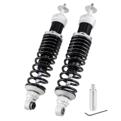 Amortiguador trasero SIP PERFORMANCE para Vespa GTS/GTS Super /GTV/GT 60/GT/GT L 125 -300ccm, cuerpo: plata mate, muelle: negro, con ABE, KBA 91475, precarga del muelle: regulable de forma continua, ajuste de la extensión: 20 ajustes, alu.. ..minium CNC,