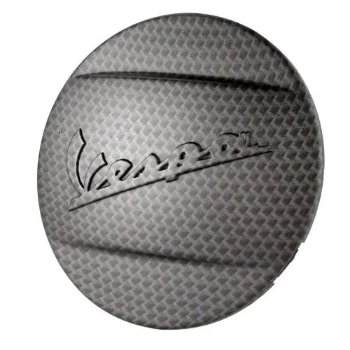 Coperchio originale Piaggio 605467 carbon look opaco con emblema Vespa per variatore LEADER 125-300; richiede tre boccole 871458.