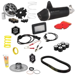 Kit de tuning SIP 25 Edition para Vespa GTS/GTS Super/GTS Super Sport/GTV/GT60, es decir, 250-300 cc, incl. escape RX Black, chip de inyección SIP, variador, polea TUNING ROAD, para uso diario y fiable