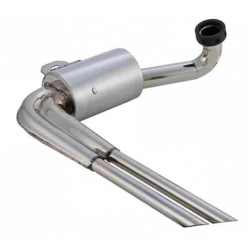 Marmitta Replica Sport Repro Teile AB-VS5 in inox lucidato per Vespa 150 GS VS2T-VS5T 1956-1961. Peso 1,85 kg, uso sportivo.