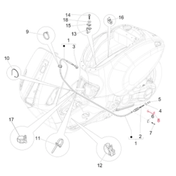 Abrazadera de cable de freno, PIAGGIO trasera, para Vespa Primavera/Sprint 125 -150ccm i.e. 3V 4T AC
