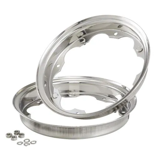 Cerchio largo per Lambretta 125 LI/Special/GP/DL/150 LI /Special/SX/GP/175 TV/200 TV /SX/GP/DL, 2.60-10", anteriore/posteriore, acciaio inox lucidato, grado A - riparazione perfetta