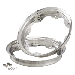 Cerchio largo per Lambretta 125 LI/Special/GP/DL/150 LI /Special/SX/GP/175 TV/200 TV /SX/GP/DL, 2.60-10", anteriore/posteriore, acciaio inox lucidato, grado A - riparazione perfetta