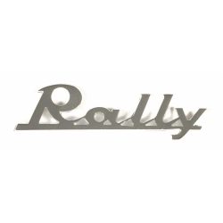 Distintivo "Rally", paragambe per Vespa Rally 180 cromato, fissaggio: 2 perni, interasse perni: 65mm, 90x30 mm