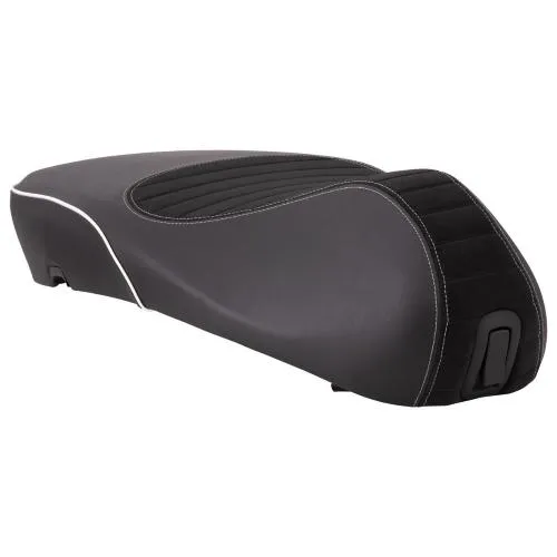 Sella originale Piaggio 1B004482000C1, nera trapuntata con bordino bianco e senza serratura, per Vespa Sprint/Primavera 50 compatibili.