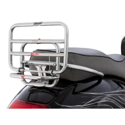 Rear luggage rack, FACO for Vespa GTS/GTS Super/GTV/GT 60 125-300ccm chrome, loading surface: 33x21 cm, foldable, for original PIAGGIO top box