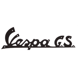 Distintivo "Vespa GS", paragambe per Vespa 150 GS VS1 -5T nero, fissaggio: 9 rivetti, 140x45 mm, grado A - restauro originale
