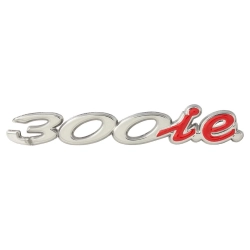 Badge "300 ie", storage compartment for Vespa GTS/GTS Touring 300ccm ('14-'16) chrome, fixing: adhesive