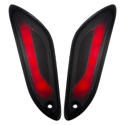 Kit indicatore POWER1 posteriore, destro/sinistro, MK II, per Vespa Primavera/Sprint 50ccm 2T/4T, colore nero, presa indicatore: LED, con e-pass, con luci di ingombro a LED come accessorio estetico
