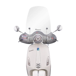 Paravento FACO, trasparente, per Vespa Primavera 50-125ccm 2T/4T (`14-) full-size, h 540 mm, l 680 mm, incl. materiale di montaggio