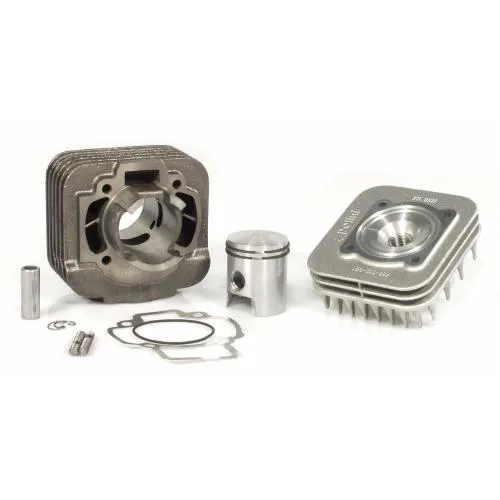 Cilindro da corsa POLINI 50 cc per GILERA/PIAGGIO 50cc 2 tempi AC à 40,0mm, alluminio, 2 fasce elastiche, spinotto 12mm, con testa cilindro, TUNING SPORT - alte prestazioni e idoneità stradale e grado A - riparazione perfetta