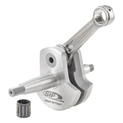 SIP PERFORMANCE Zio Tom bell-type crankshaft for Vespa 90-125/PV/ET3/PK80-125/S reed valve, stroke 54.0 mm, connecting rod 105.0 mm, forged connecting rod, polished, cone 20/20 mm, RACE-TUNING, for professionals