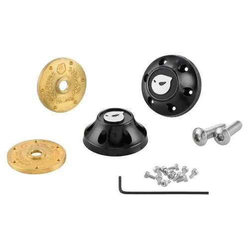 Pesi manubrio MARUS destra/sinistra per Vespa 946 3V i.e. 125 /150ccm alluminio CNC, anodizzato nero, come accessorio estremamente attraente e Grado A - riparazione perfetta