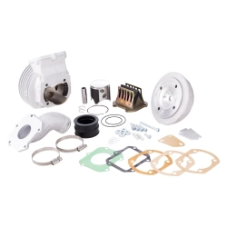 PARMAKIT W-F Racing Cylinder.. ..orce AC EVC 135 cc for Vespa 50-125/PV/ET3/PK/S/XL/2 Ø 58.0 mm, aluminium, 5 lights, stroke 51 mm, connecting rod 97.0 mm, with cylinder head, direct intake, incl. manifold and red valve, TUNING RACE - for professionals