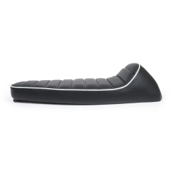 Saddle -FASTBACK 2.0- Vespa 50, ET3, Primavera - black with white trim (FASTENERS INCLUDED)