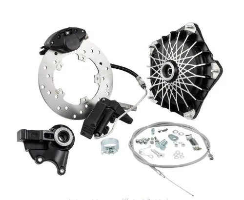 Freno a disco anteriore Grimeca Classic NT semidraulico, perno Ø16 mm e mozzo nero/argento a rete, completo di disco e pinza PX MY per Vespa PX prima serie.