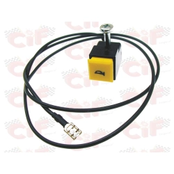 Pulsante clacson giallo CIF 9245-FG con cavo lungo per Piaggio Ciao, Si e Bravo compatibili. Confrontare colore, sede e terminali.