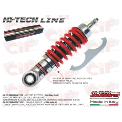 Ammortizzatore anteriore CARBONE HI TECH CROMATO con MOLLA ROSSA regolabile per Vespa 50 - ET3 - Primavera - PK50S