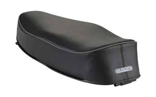 Saddle for Vespa 50SS/90SS black, edging: dark grey, without lock (opposite opening)