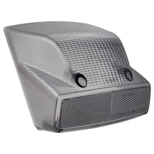 Vetro posteriore SIP nero fumé per Vespa PX 125-200 MY, con marchio di omologazione. Ricambio per fanali compatibili Piaggio, SIEM e SIP in stile MY.