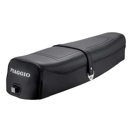 Sella SIP Delta 27283450 nera a molle con serratura e cinghia per Vespa PX 80-200 E Lusso/Arcobaleno e T5 Classic compatibili.