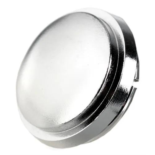 Copridado SIP in plastica cromata per tamburo anteriore Vespa PX seconda serie e T5. Diametro esterno 45 mm, innesto interno 39 mm.