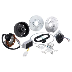 SIP VAPE Road 510026RA 12 V AC per Vespa V15-V33, VM e VN1: 110 W, 9 bobine, 12 magneti e volano monoblocco da 1250 g.