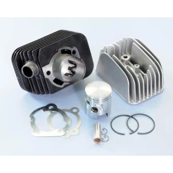 Kit Polini Racing in ghisa per Piaggio Ciao: alesaggio 43 mm, corsa 43 mm, spinotto 10 mm e scarico con luci booster.