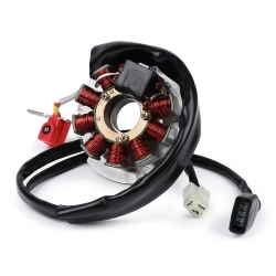 Statore completo BGM8180 per motori Piaggio 125-180 cc 2T LC. Per Runner FX/FXR, Dragster e Hexagon; uso AC solo con CDI LC compatibile.